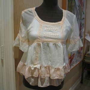 Jnorii Pink & White Ruffled Blouse - S